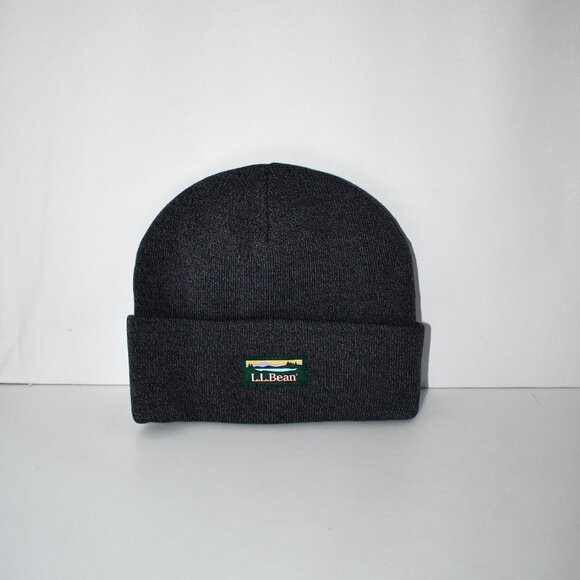 L.L.Bean Solid Logo Beanie in Charcoal Heather  #519618 NWT - Picture 1 of 3